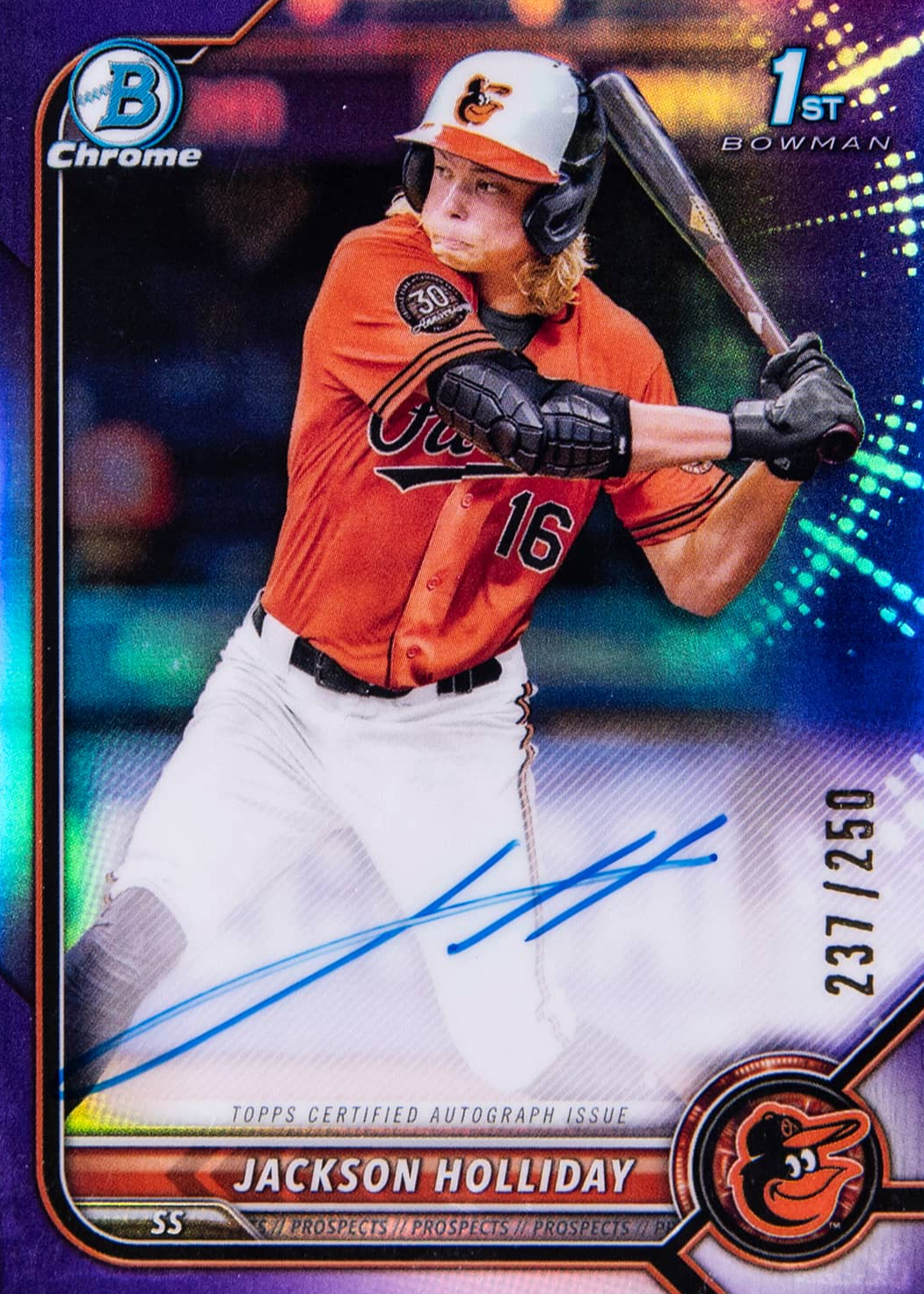 Jackson Holliday 2022 Bowman Draft #CDA-JH Chrome DP Auto - Purple