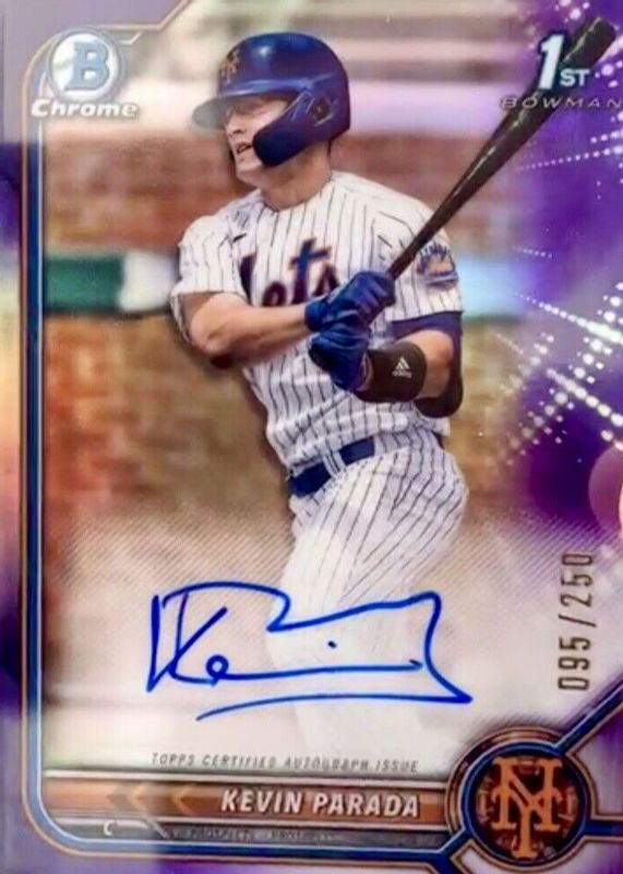 Kevin Parada 2022 Bowman Draft #CDA-KP Chrome DP Auto - Purple Refractor /250 (1st) PSA 10