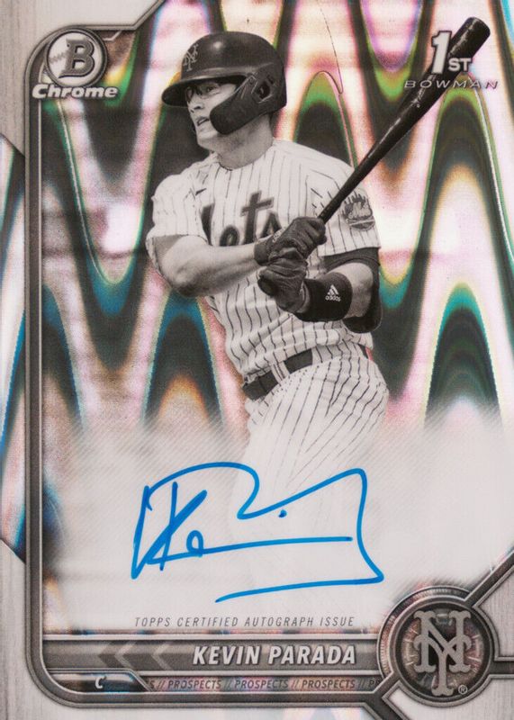 Kevin Parada 2022 Bowman Draft #CDA-KP Chrome DP Auto - Black & White RayWave Refractor (1st) SGC 10