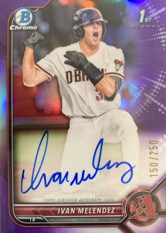 Ivan Melendez 2022 Bowman Draft #CDA-IM Chrome DP Auto - Purple Refractor /250 (1st) RAW