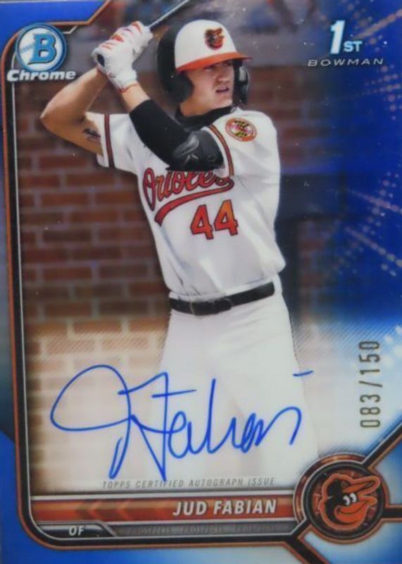 Jud Fabian 2022 Bowman Draft #CDA-JF Chrome DP Auto - Blue Refractor /150 (1st) SGC 9.5