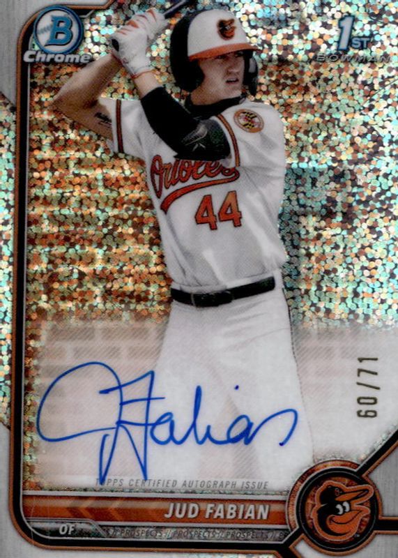 Jud Fabian 2022 Bowman Draft #CDA-JF Chrome DP Auto - Sparkle Refractor /71 (1st) RAW