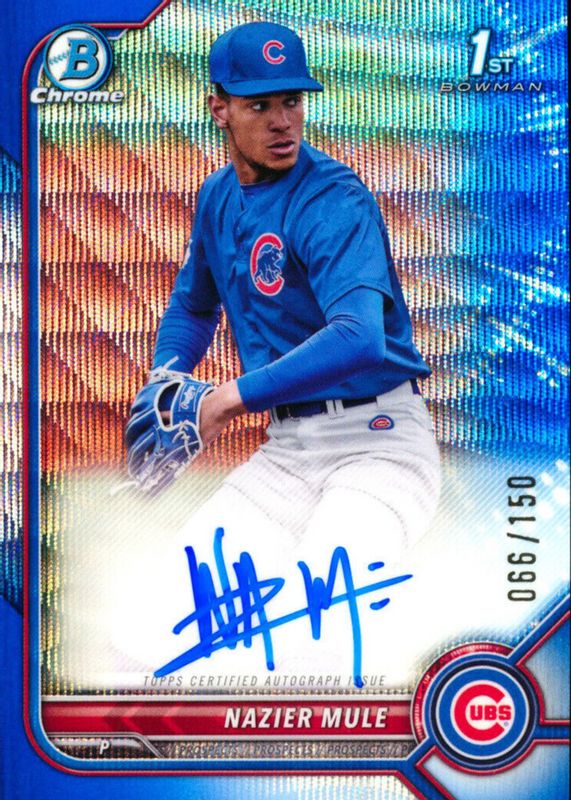 Nazier Mule 2022 Bowman Draft #CDA-NME Chrome DP Auto - Blue Wave Refractor /150 (1st) BGS 9.5