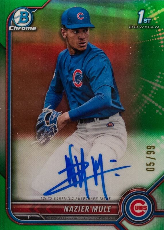 Nazier Mule 2022 Bowman Draft #CDA-NME Chrome DP Auto - Green Refractor /99 (1st) RAW