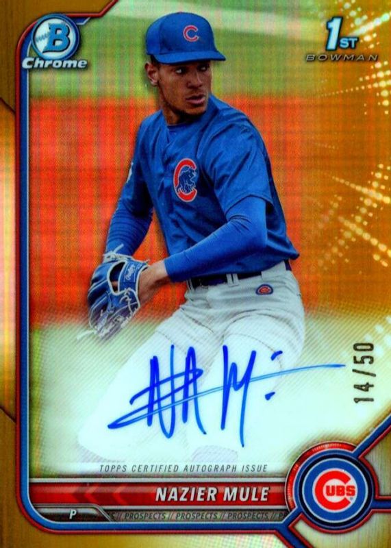 Nazier Mule 2022 Bowman Draft #CDA-NME Chrome DP Auto - Gold Refractor /50 (1st) RAW