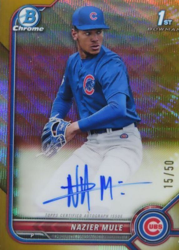 Nazier Mule 2022 Bowman Draft #CDA-NME Chrome DP Auto - Gold Wave Refractor /50 (1st) SGC 9.5