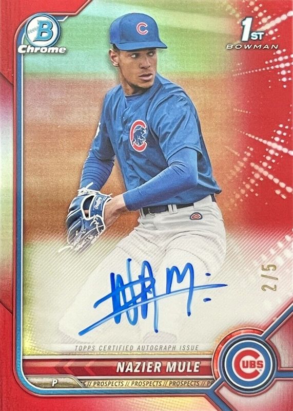 Nazier Mule 2022 Bowman Draft #CDA-NME Chrome DP Auto - Red Refractor /5 (1st) RAW