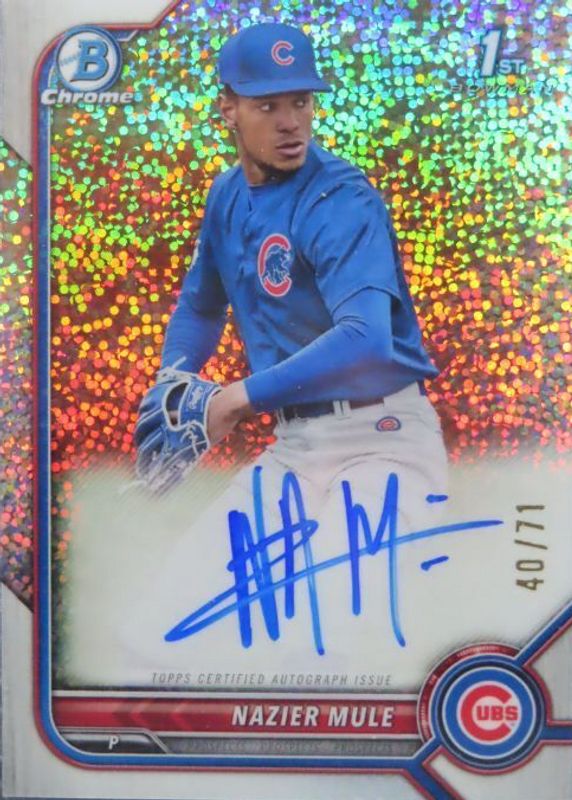 Nazier Mule 2022 Bowman Draft #CDA-NME Chrome DP Auto - Sparkle Refractor /71 (1st) SGC 10