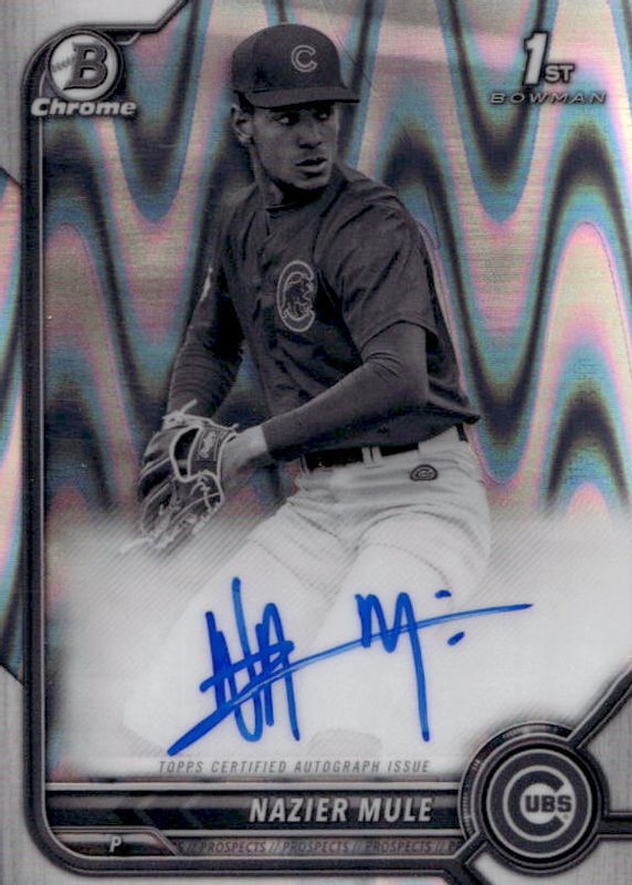 Nazier Mule 2022 Bowman Draft #CDA-NME Chrome DP Auto - Black & White RayWave Refractor (1st) SGC 10