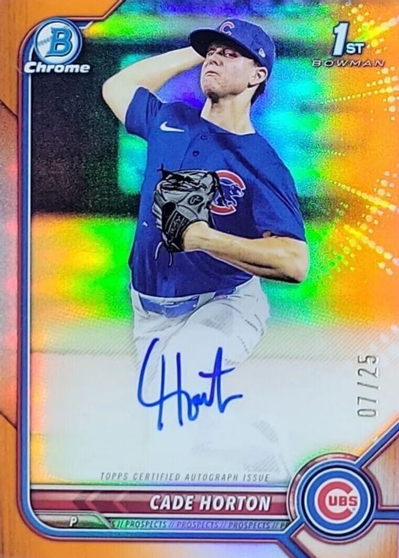 Cade Horton 2022 Bowman Draft #CDA-CHN Chrome DP Auto - Orange Refractor /25 (1st) PSA 10