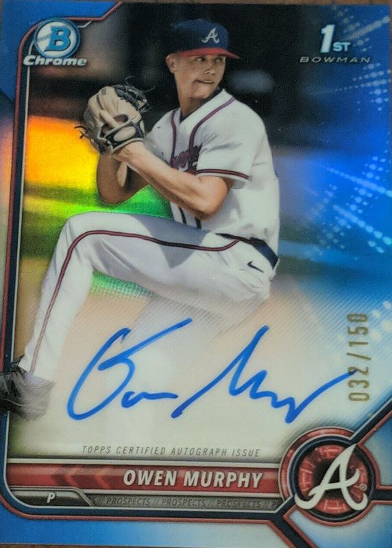 Owen Murphy 2022 Bowman Draft #CDA-OM Chrome DP Auto - Blue Refractor /150 (1st) PSA 10