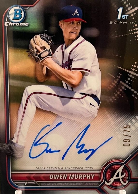 Owen Murphy 2022 Bowman Draft #CDA-OM Chrome DP Auto - Black Refractor /75 (1st) RAW