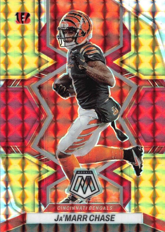 Ja'Marr Chase 2022 Mosaic #41 Choice Fusion Red & Yellow /80 PSA 10