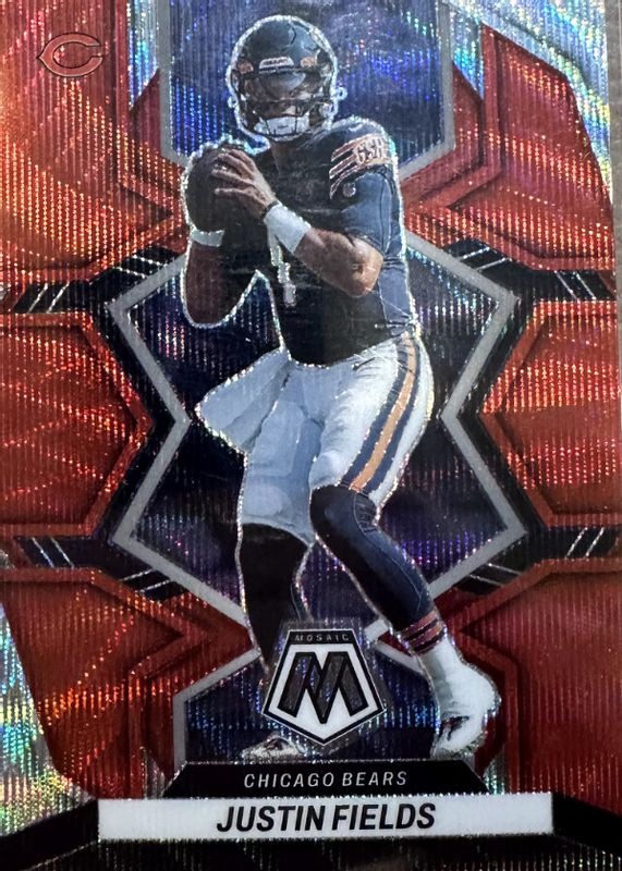 Justin Fields 2022 Mosaic #33 Red Wave /9 RAW