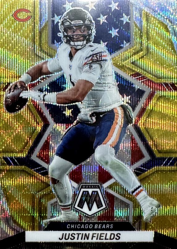 Justin Fields 2022 Mosaic #268 National Pride - Gold Wave /17 PSA 10