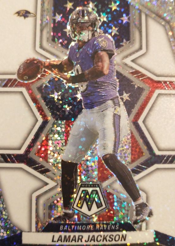 Lamar Jackson 2022 Mosaic #259 National Pride - White Sparkle /(SSP) PSA 10