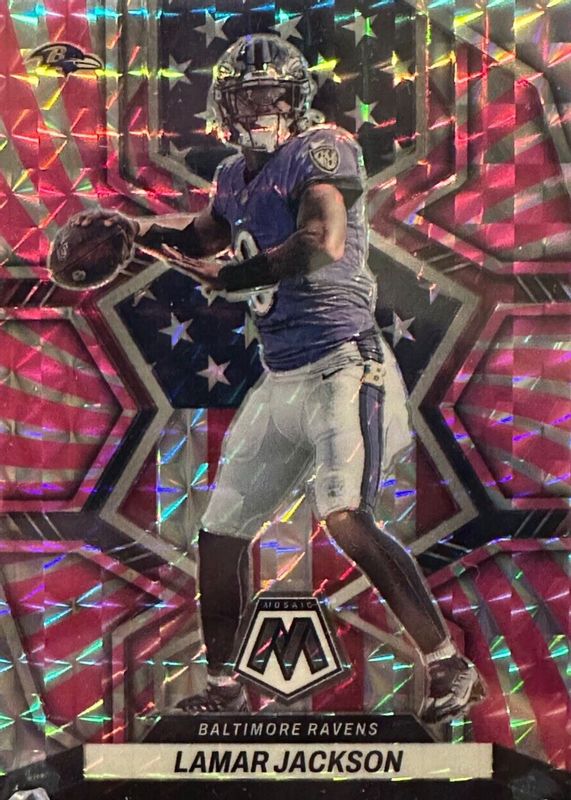 Lamar Jackson 2022 Mosaic #259 National Pride - Pink Swirl /11 RAW