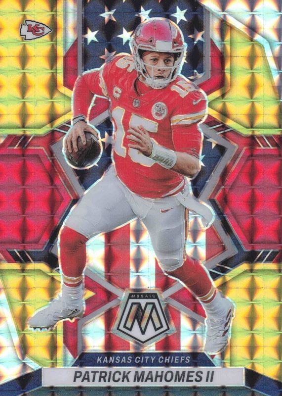 Patrick Mahomes II 2022 Mosaic #256 National Pride - Choice Fusion Red & Yellow /80 PSA 10