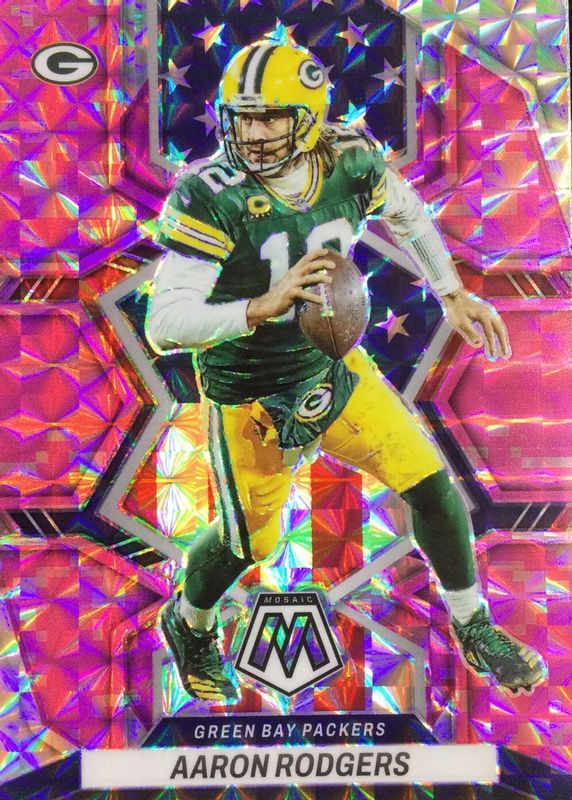 Aaron Rodgers 2022 Mosaic #252 National Pride - Pink Camo PSA 9