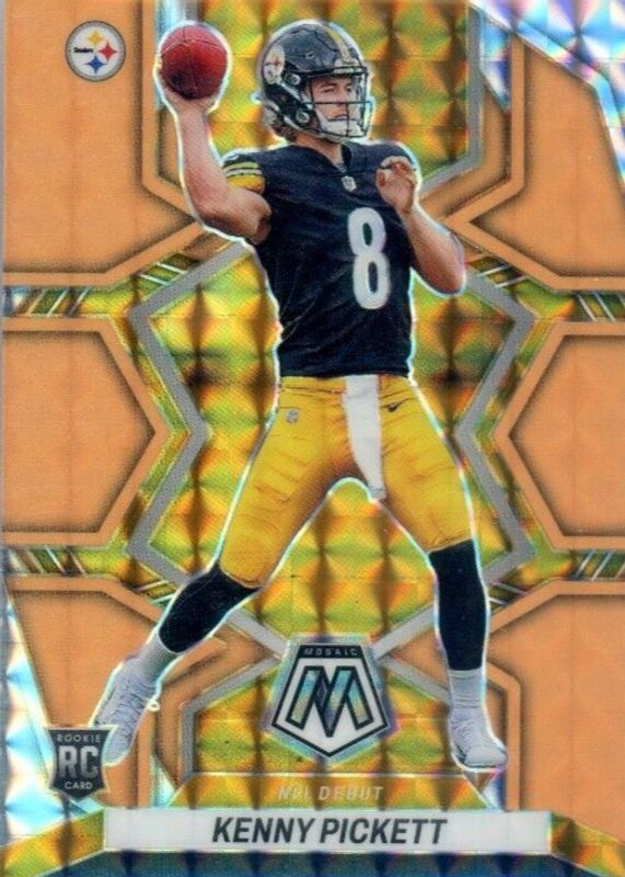 Kenny Pickett 2022 Mosaic #270 NFL Debut - Orange Fluorescent /25 Rookie SGC 9.5