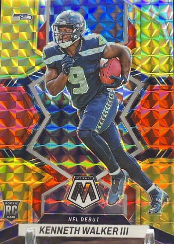 Kenneth Walker III 2022 Mosaic #284 NFL Debut - Choice Fusion Red & Yellow /80 Rookie PSA 10