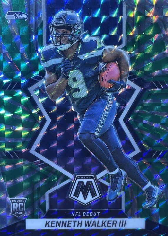 Kenneth Walker III 2022 Mosaic #284 NFL Debut - Green Swirl /11 Rookie PSA 10