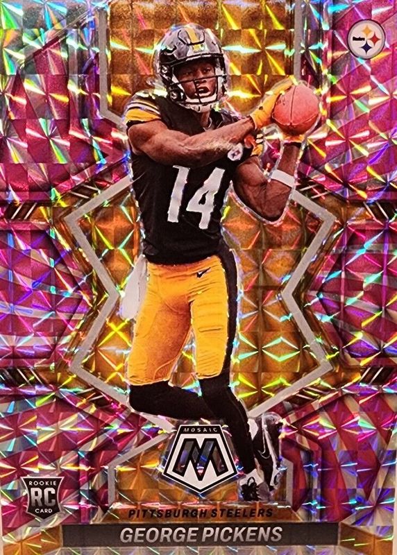 George Pickens 2022 Mosaic #282 NFL Debut - Pink Swirl /11 Rookie RAW