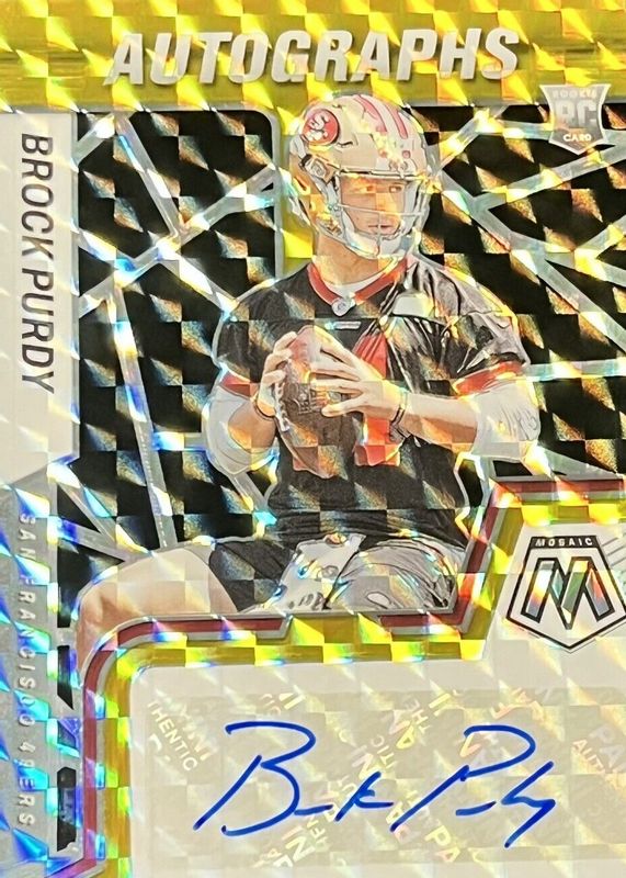 Brock Purdy 2022 Mosaic #RAM-BP Rookie Autographs - Choice Black Gold /8 Rookie BGS 10 PRISTINE