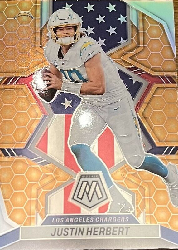 Justin Herbert 2022 Mosaic #254 National Pride - Honeycomb /(SSP) RAW