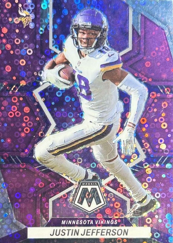 Justin Jefferson 2022 Mosaic #129 No Huddle Purple /50 RAW