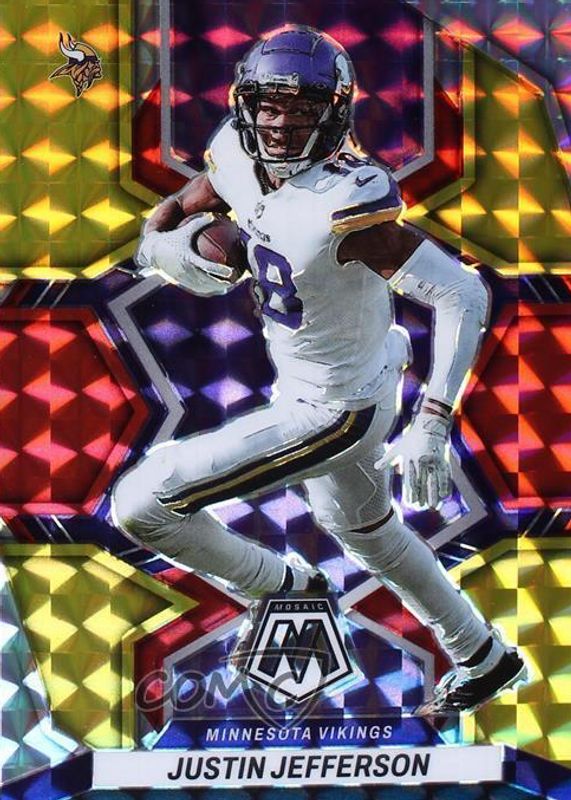 Justin Jefferson 2022 Mosaic #129 Choice Fusion Red & Yellow /80 RAW