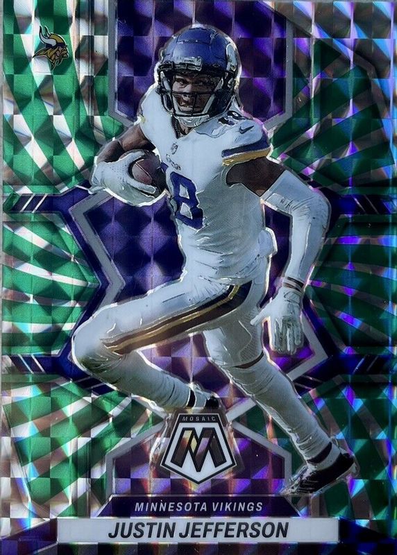 Justin Jefferson 2022 Mosaic #129 Green Swirl /11 SGC 10