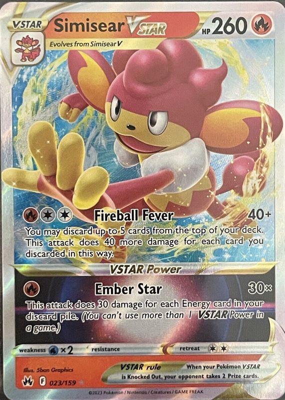 Simisear VSTAR 2023 Crown Zenith #023/159 Holo RAW TCG (NEAR MINT)