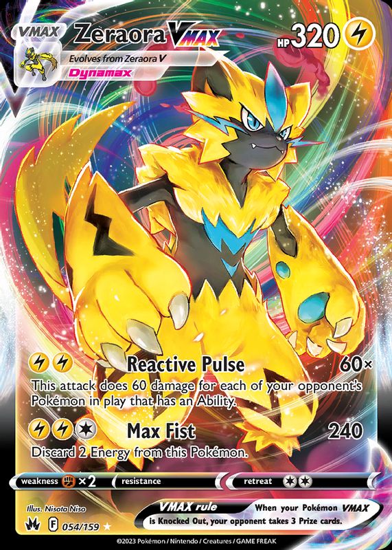 Zeraora VMAX 2023 Crown Zenith #054/159 Holo RAW TCG (NEAR MINT)