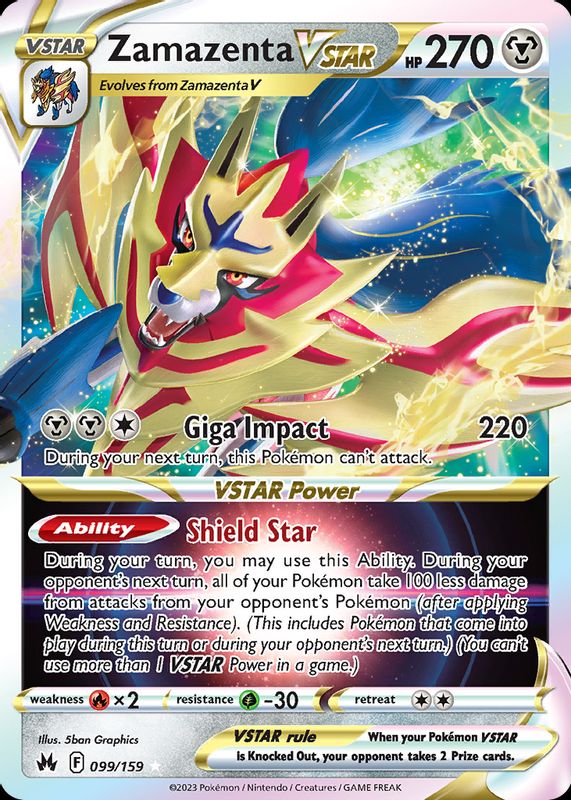 Zamazenta VSTAR 2023 Crown Zenith #099/159 Holo SGC 9.5