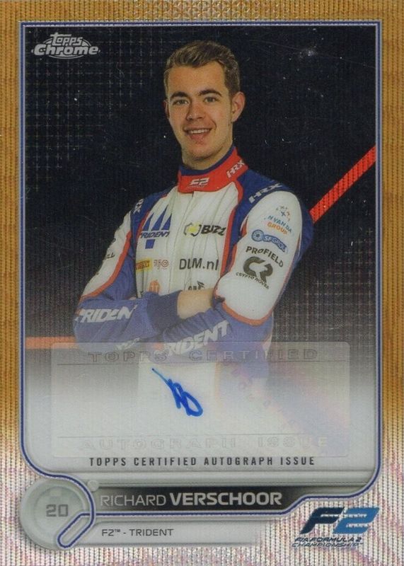 Richard Verschoor 2022 Topps Chrome Formula 1 #CAC-RV Autographs - Gold Wave Refractor /50 RAW