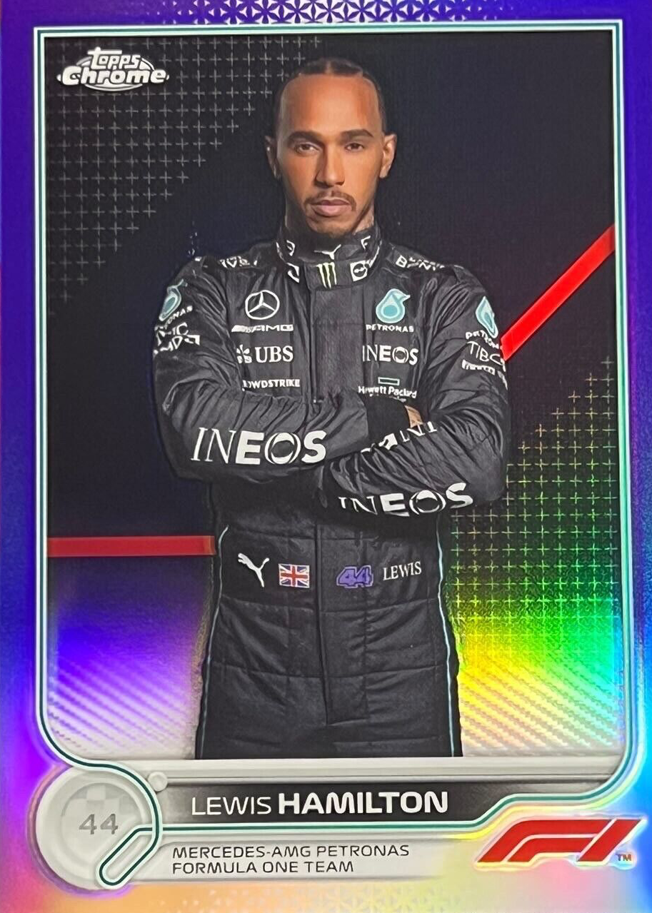 Lewis Hamilton 2022 Topps Chrome Formula 1 #5 Purple Refractor 