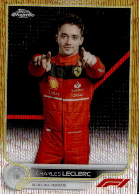 Charles Leclerc 2022 Topps Chrome Formula 1 #25 Gold Wave Refractor /50 SGC 10