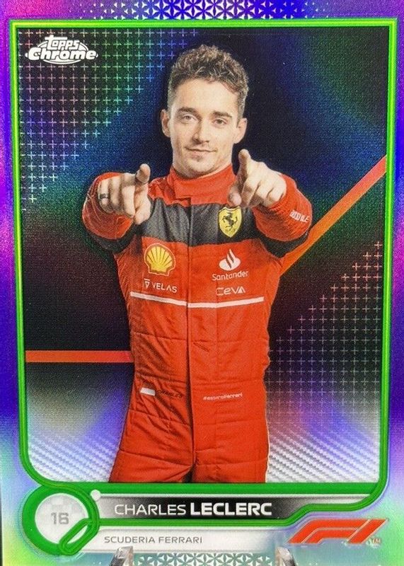 Charles Leclerc 2022 Topps Chrome Formula 1 #25 Purple & Green Refractor SGC 9.5