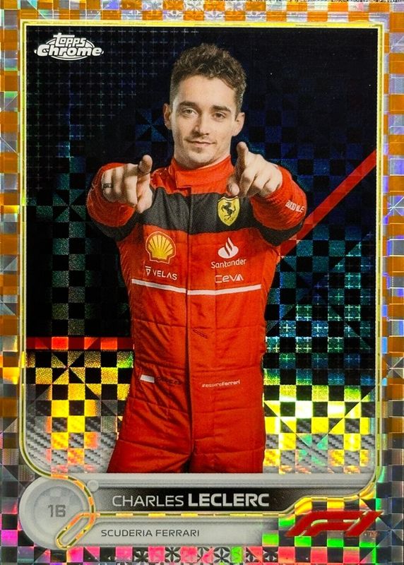 Charles Leclerc 2022 Topps Chrome Formula 1 #25 Orange Checker Flag Refractor /25 RAW