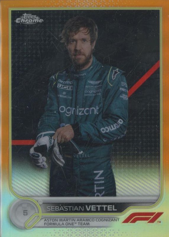 Sebastian Vettel 2022 Topps Chrome Formula 1 #9 Orange Refractor /25 RAW