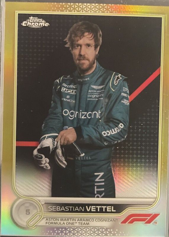 Sebastian Vettel 2022 Topps Chrome Formula 1 #9 Gold Refractor /50 RAW