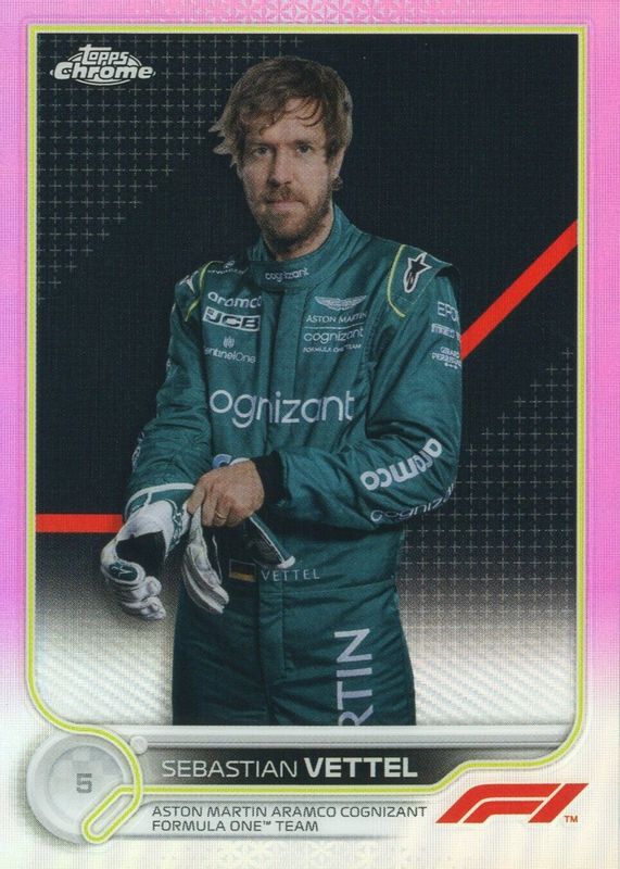 Sebastian Vettel 2022 Topps Chrome Formula 1 #9 Pink Refractor /75 RAW