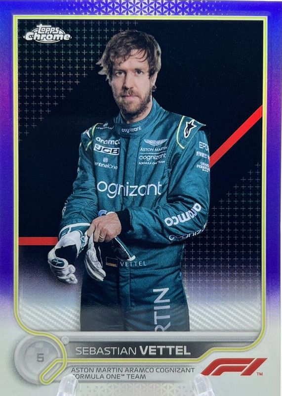 Sebastian Vettel 2022 Topps Chrome Formula 1 #9 Purple Refractor /399 RAW