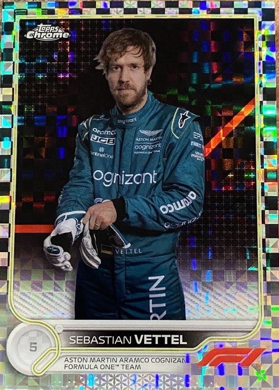 Sebastian Vettel 2022 Topps Chrome Formula 1 #9 Checker Flag Refractor RAW