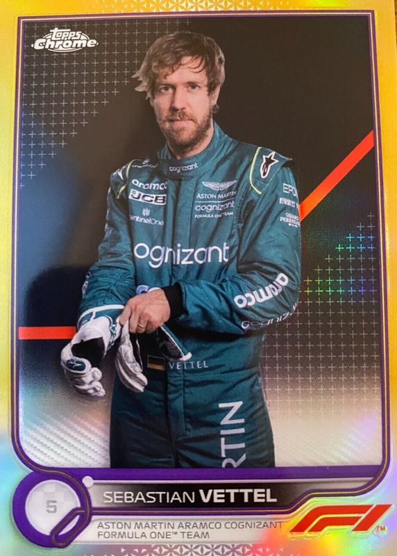 Sebastian Vettel 2022 Topps Chrome Formula 1 #9 Gold & Purple Refractor RAW