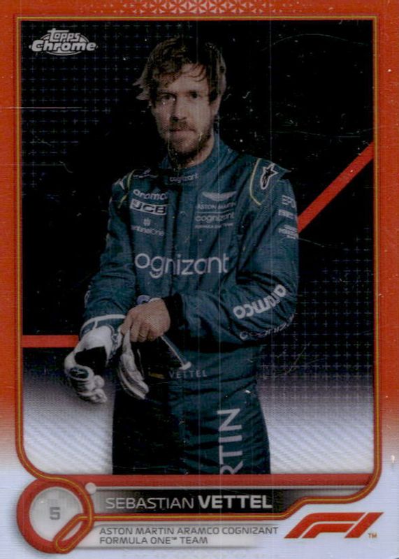 Sebastian Vettel 2022 Topps Chrome Formula 1 #9 Orange & Red Refractor RAW