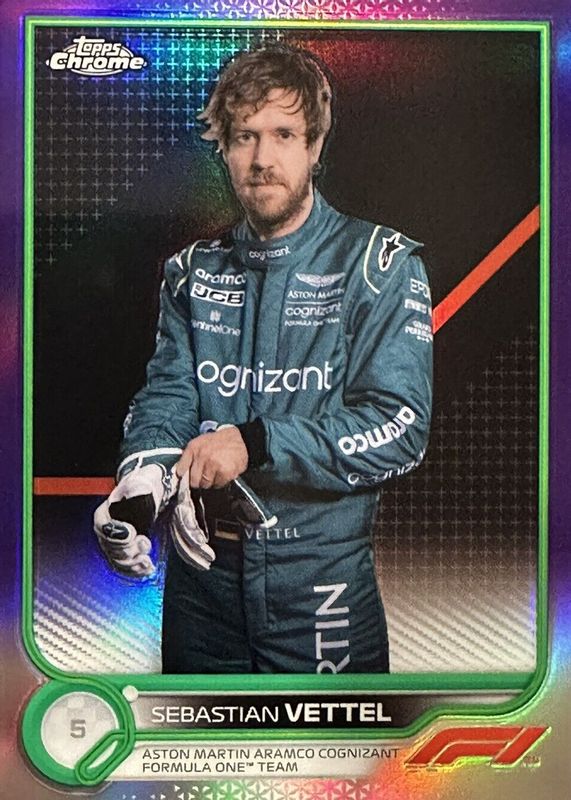 Sebastian Vettel 2022 Topps Chrome Formula 1 #9 Purple & Green Refractor RAW