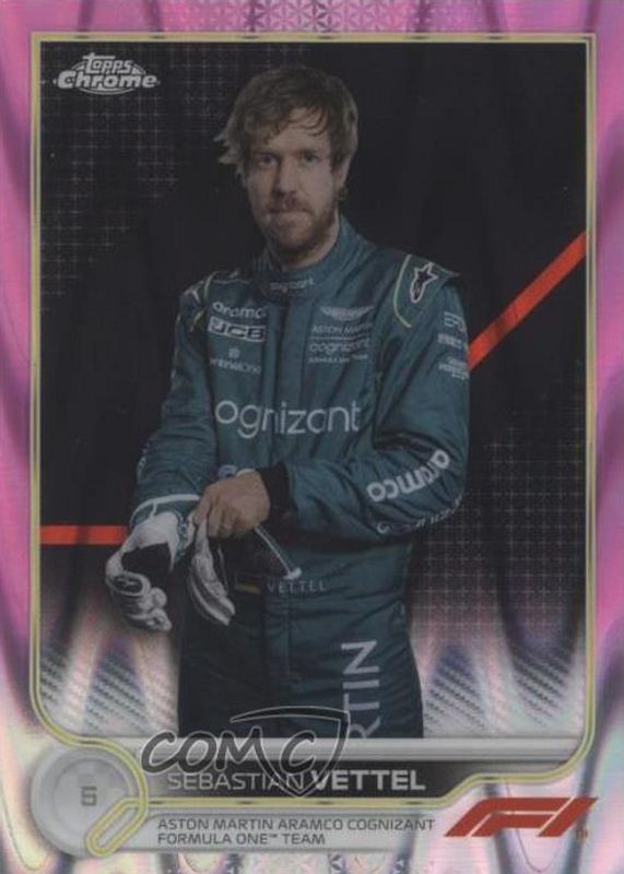 Sebastian Vettel 2022 Topps Chrome Formula 1 #9 Pink RayWave Refractor /75 RAW
