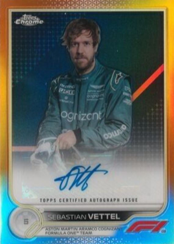 Sebastian Vettel 2022 Topps Chrome Formula 1 #CAC-SV Autographs - Orange Refractor /25 RAW